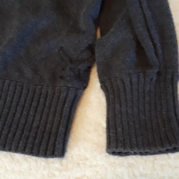 Mens Sz L Gray 1/4 Zip Ribbed Collar Y2K Grunge Preppy Sweater American Eagle - Picture 7 of 12